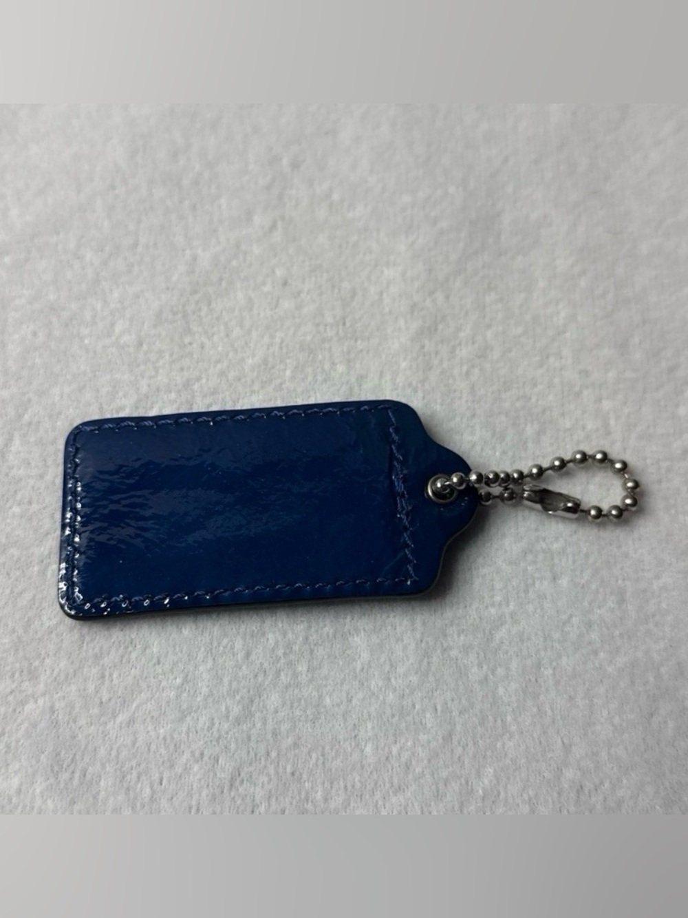 COACH Navy Patent Leather Bag Charm Keychain - Picture 2 of 2